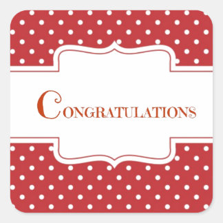 Red Polka Dot Gefeliciteerd Vierkante Sticker