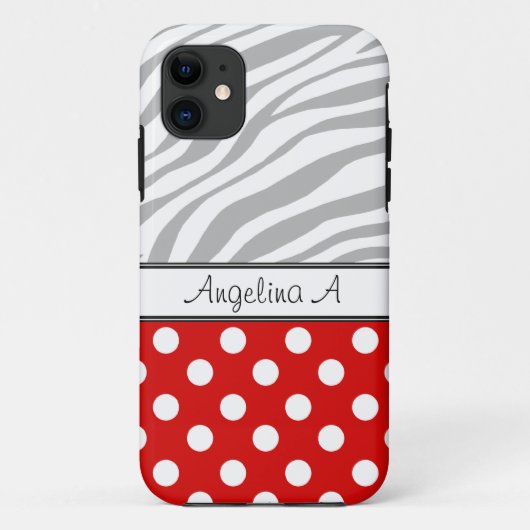 Red Polka Dot Light Zebra Imprimer iPhone 5 Coque (Dos)