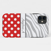 Red Polka Dot Light Zebra Imprimer iPhone 5 Coque (Dos (Horizontal))