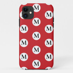 Red Polka Dot Monogram iPhone 11 Hoesje