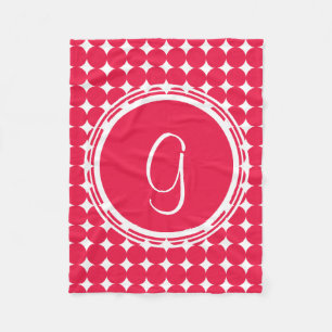 Red Polka Dot Monogram Fleece Deken