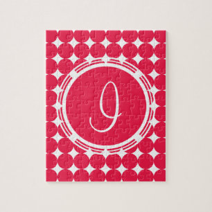 Red Polka Dot Monogram Legpuzzel
