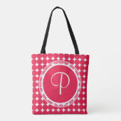 Red Polka Dot Monogram Tote Bag (Achterkant)