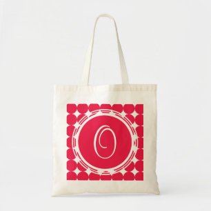 Red Polka Dot Monogram Tote Bag