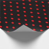 Red Polka Dot on Black Large Space Wrapping Paper Cadeaupapier (Hoek)