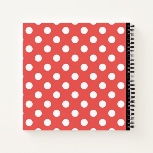 Red Polka Dot Pattern Black Monogram Notitieboek (Achterkant)