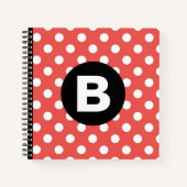 Red Polka Dot Pattern Black Monogram Notitieboek (Voorkant)