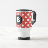 Red Polka Dot Pattern Black Monogram Reisbeker (Voorkant rechts)