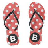 Red Polka Dot Pattern Black Monogram Teenslippers (Voetbed)