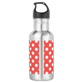 Red Polka Dot Pattern Black Monogram Waterfles (Achterkant)