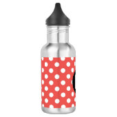 Red Polka Dot Pattern Black Monogram Waterfles (Links)