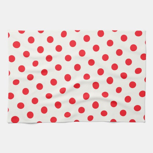 Red Polka Dot Retro Design Theedoek (Horizontaal)
