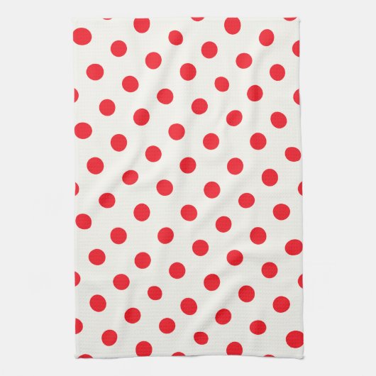 Red Polka Dot Retro Design Theedoek (Verticaal)