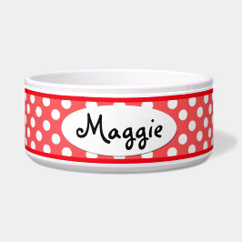 Red Polka Dot Specialized Ceramic Dog Bowl Voerbakje