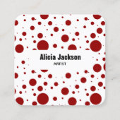 Red Polka Dots Abstract Pattern Vierkante Visitekaartje (Voorkant)