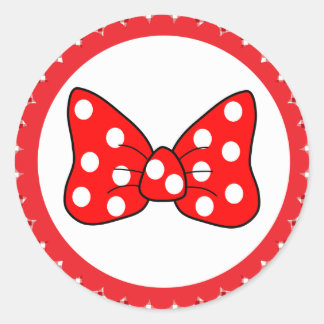Red Polka Dots Bow op witte achtergrond Klassieke Ronde Sticker