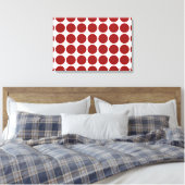 Red Polka Dots on White Canvas Afdruk (Insitu (Slaapkamer))
