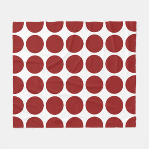 Red Polka Dots on White Fleece Deken