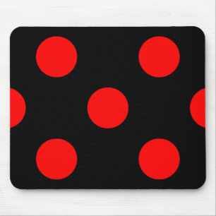 Red Polka Dots op Black Mousepad Muismat