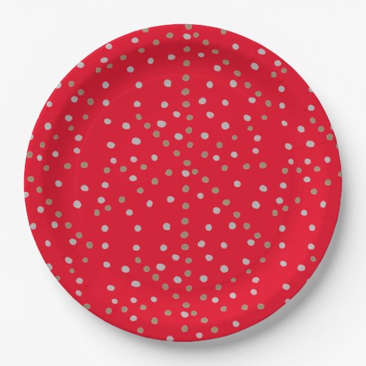 Red Polka Dots Papieren Bordje (Voorkant)