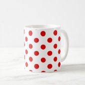Red Polka Dots Pattern op White Background Koffiemok (Voorkant rechts)