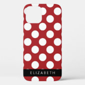 Red Polka Dots, Polka Dot Pattern, Jouw naam Case-Mate iPhone Case (Achterkant)