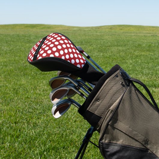 Red Polka Dots, Polka Dot Pattern, Jouw naam Golfheadcover (Insitu)