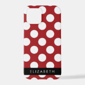 Red Polka Dots, Polka Dot Pattern, Jouw naam iPhone Hoesje (Achterkant)