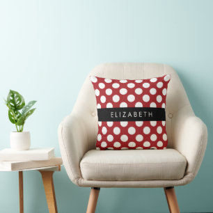 Red Polka Dots, Polka Dot Pattern, Jouw naam Kussen