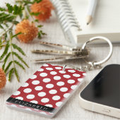Red Polka Dots, Polka Dot Pattern, Jouw naam Sleutelhanger (Voorkant Rechts)