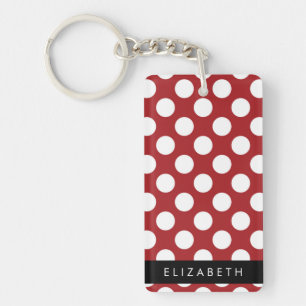 Red Polka Dots, Polka Dot Pattern, Jouw naam Sleutelhanger