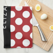 Red Polka Dots, Polka Dot Pattern, Jouw naam Theedoek (Quarter Fold)