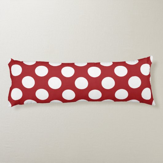 Red Polka Dots, Polka Dot Pattern, Stippen, gedopt Lichaamskussen (Achterkant)
