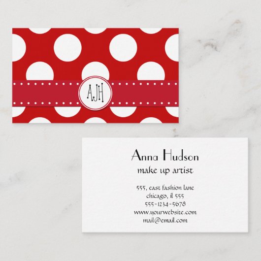 Red Polka Dots, Polka Dot Pattern, Stippen, gedopt Visitekaartje (Voorkant / Achterkant)