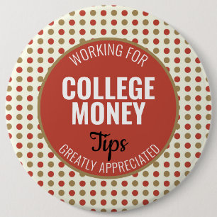 Red Polka Dots Tips gewaardeerd Studiegeld Ronde Button 6,0 Cm