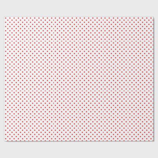 Red Polka Dots White Achtergrond Cadeaupapier (Vlak)