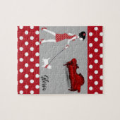 Red Polkadot Paris France Jigsaw Puzzle (Horizontal)