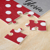 Red Polkadot Paris France Jigsaw Puzzle (Côté)