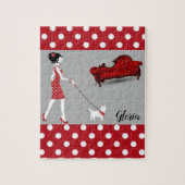 Red Polkadot Paris Frankrijk Jigzaag Puzzle Legpuzzel (Verticaal)