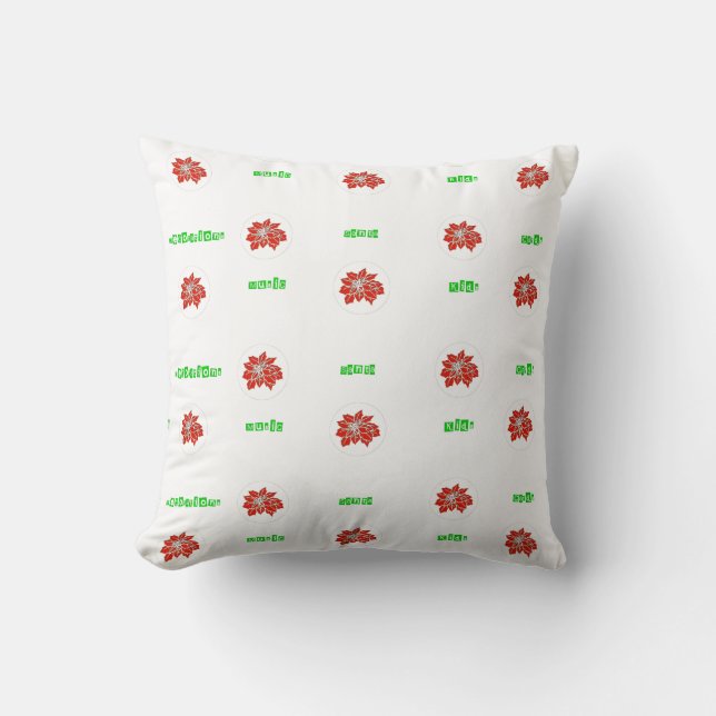 Red Ponsettia Flower Pillow door MidnightGraffiti Kussen (Voorkant)