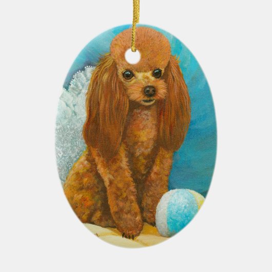 Red Poodle Puppy Portret Ornament (Voorkant)