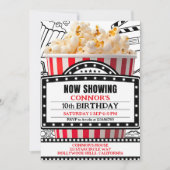Red Popcorn Movie Night Party Invitation (Devant)