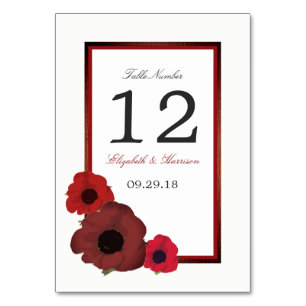 Red Poppies and Burlap Wedding Table No. Kaart