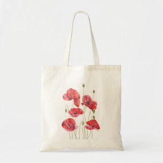 Red Poppies aquarel canvas tas