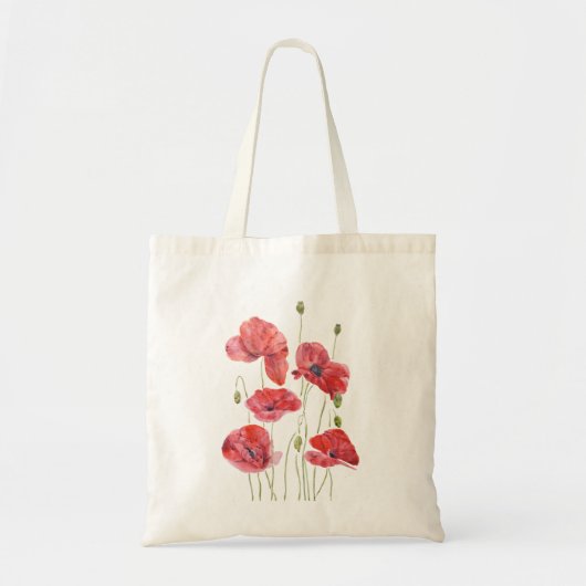 Red Poppies aquarel canvas tas (Voorkant)