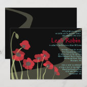 RED POPPIES Bat Mitzvah Wizard of Oz Invitation Kaart (Voorkant / Achterkant)
