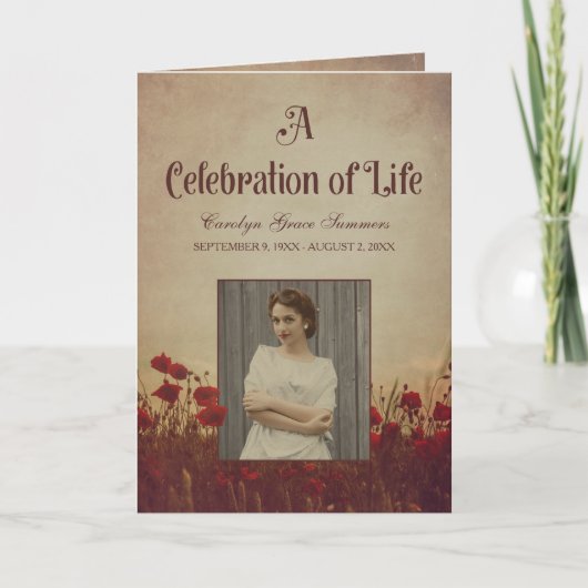 Red Poppies  begrafenisprogramma Programma (Voorkant)