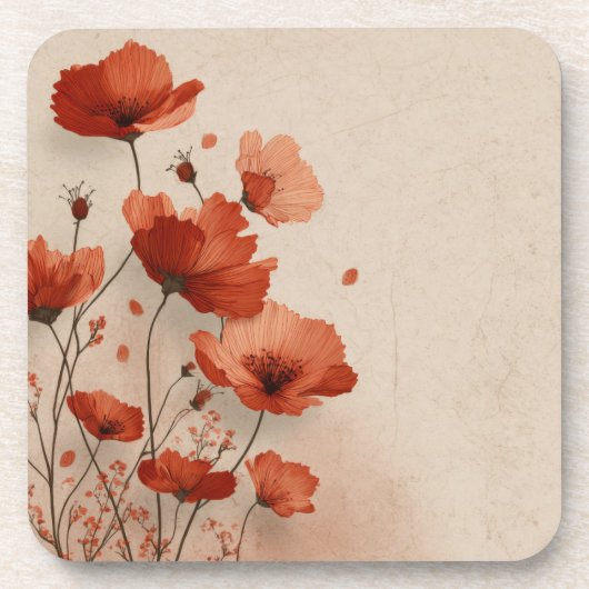 Red poppies. bier onderzetter (Voorkant)