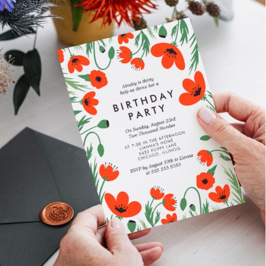 Red Poppies Birthday Kaart
