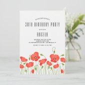 Red Poppies Birthday Party Kaart (Staand voorkant)